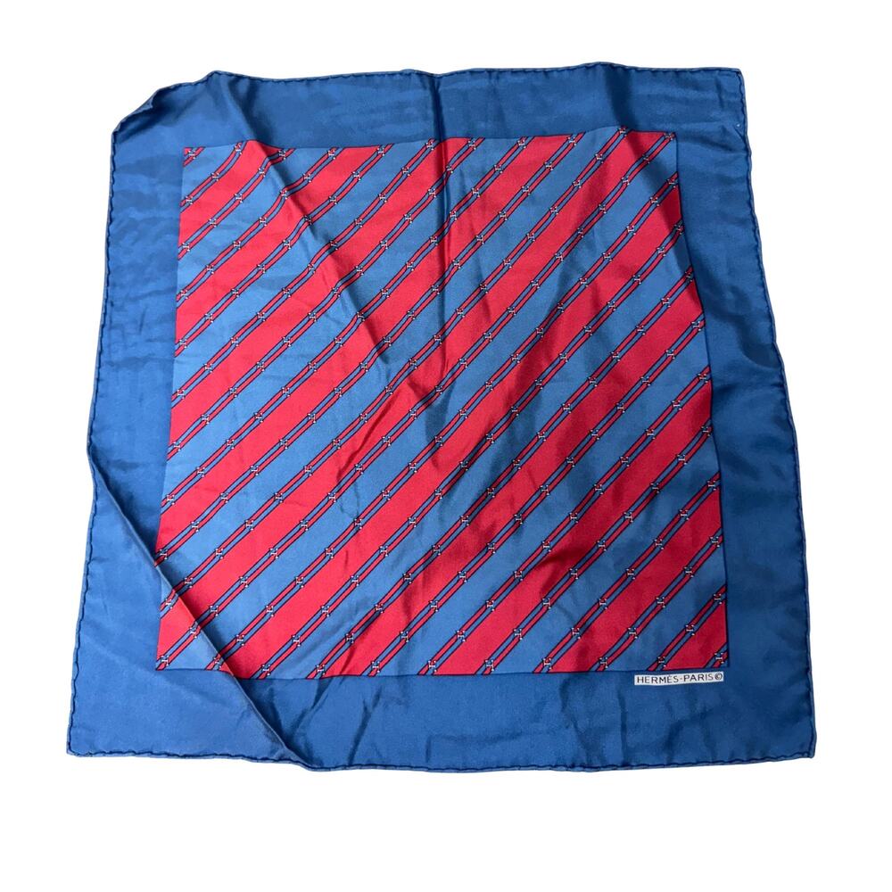 Vintage Hermes Silk Handkerchief Bandana Pocket Square Scarf 17”